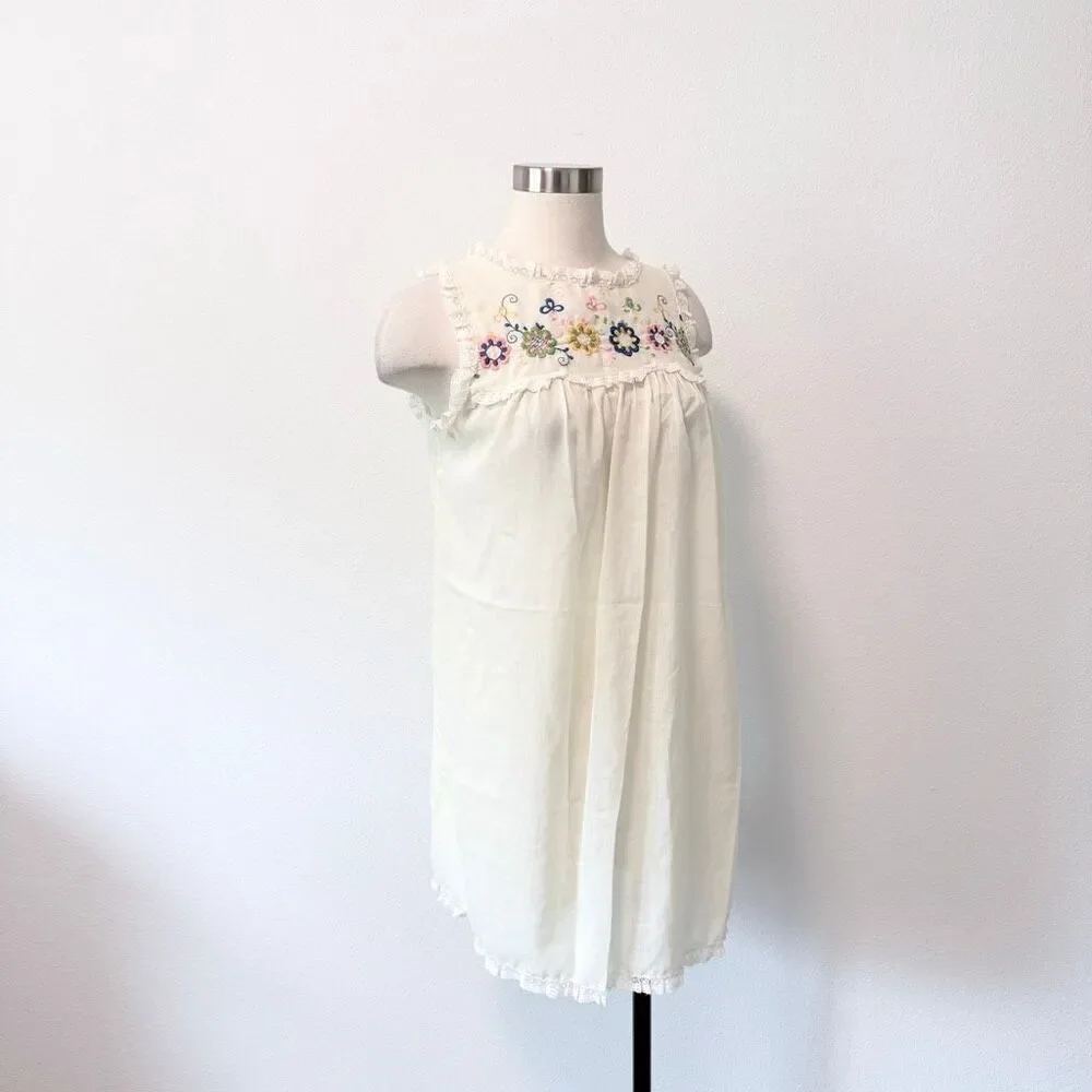 Vintage GayMode Penny’s Yellow Floral Embroidered Mini Dress Nightgown Slip Medi - Picture 2 of 7
